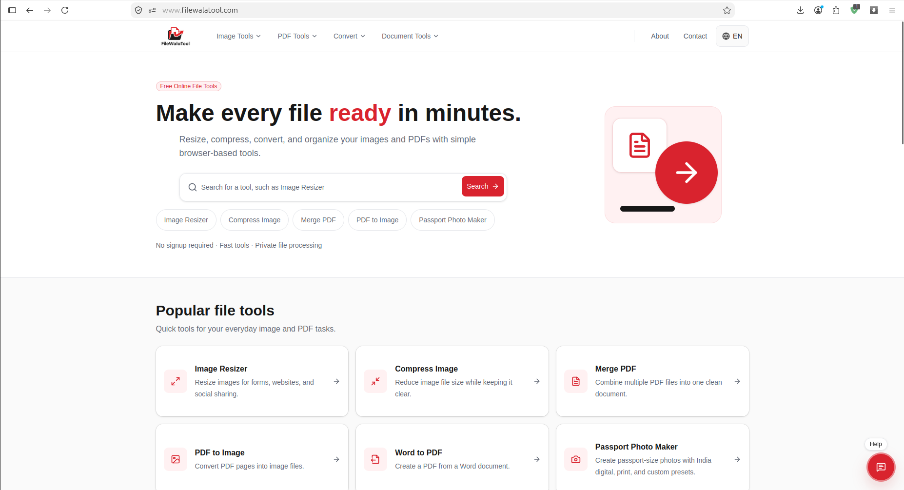 FileWalaTool web application interface